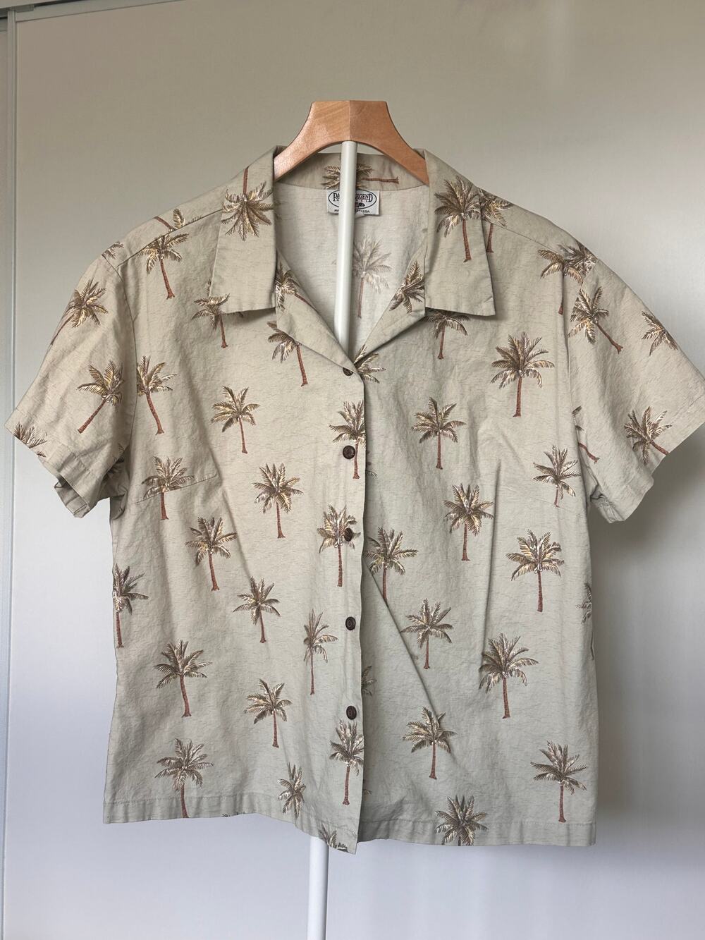 Vintage Pacific Legend Hawaiian Aloha Shirt Palm Trees Made in Hawaii USA